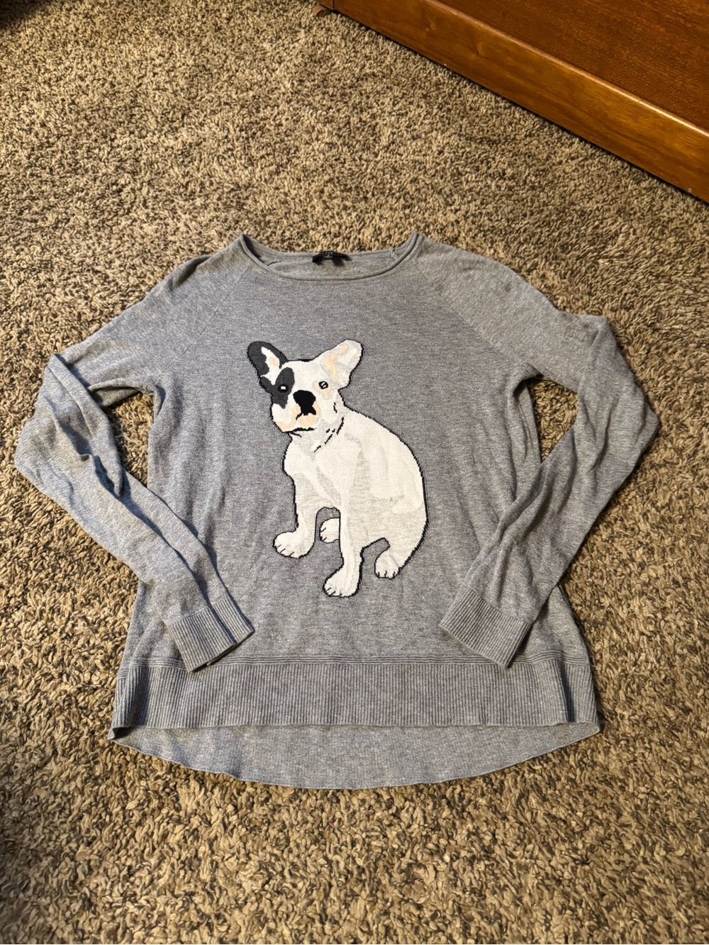 The Limited Gray Crewneck Sweater with White & Black Dog